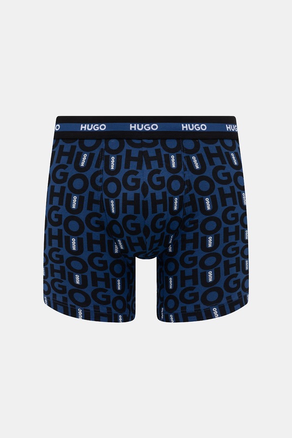 HUGO boxeri bărbați bumbac cu elastan BOXER BR PLANET DES pachet de 3 negru 50545674