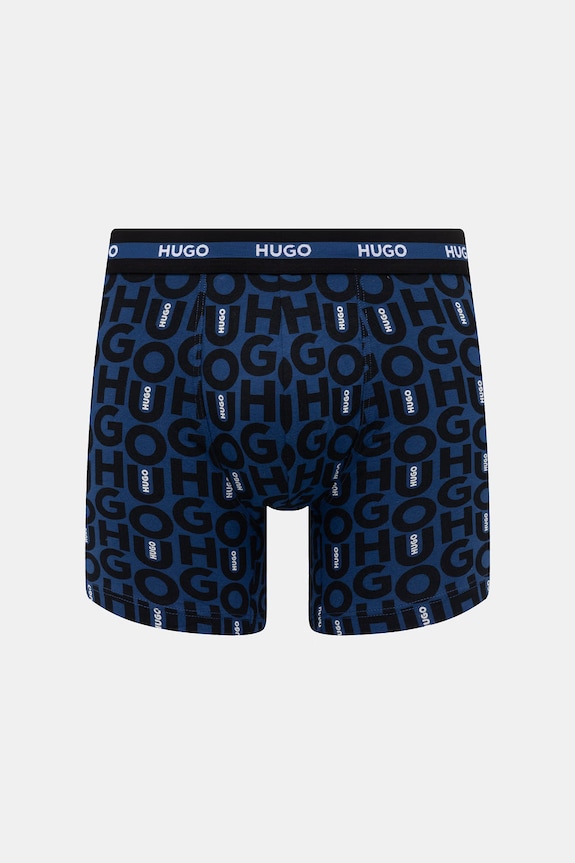 HUGO boxeri bărbați bumbac cu elastan BOXER BR PLANET DES pachet de 3 negru 50545674
