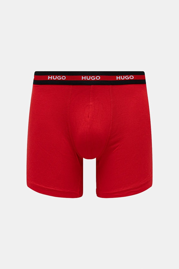 HUGO boxeri bărbați din bumbac cu elastan BOXER BR PLANET DES pachet de 3 50545674 negru SS26