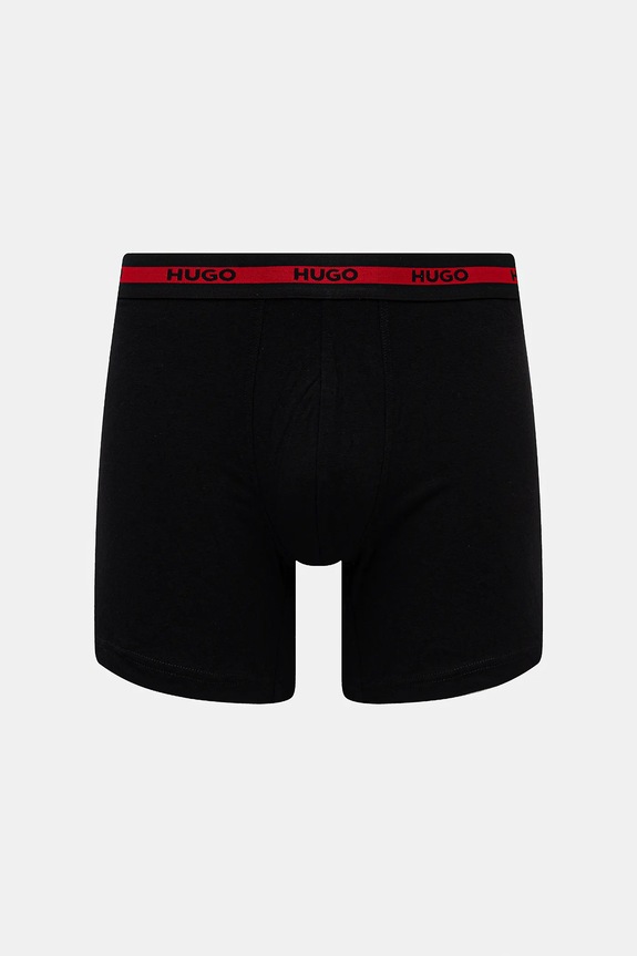 HUGO boxeri bărbați din bumbac cu elastan BOXER BR PLANET DES pachet de 3 negru 50545674