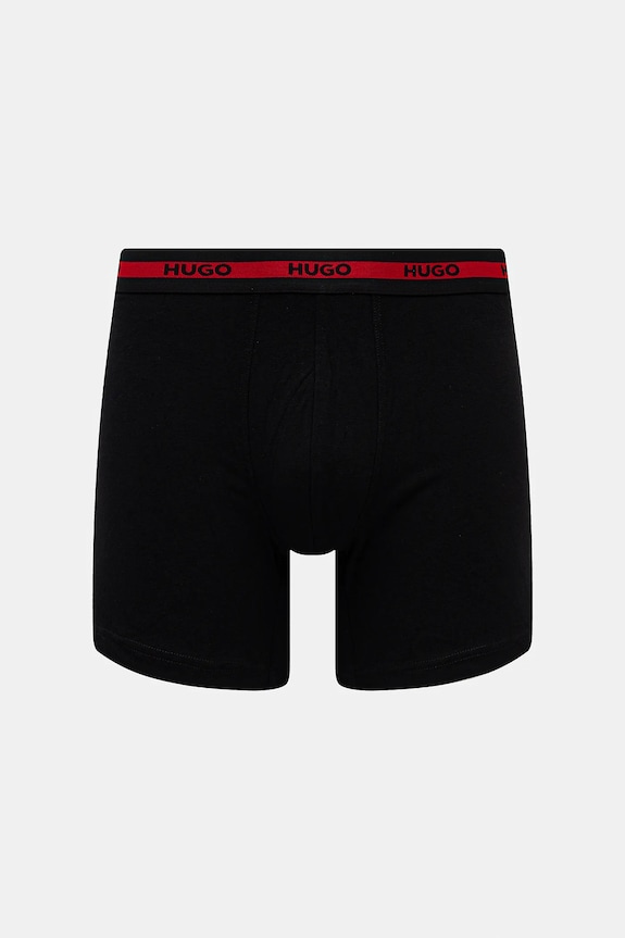 HUGO boxeri bărbați din bumbac cu elastan BOXER BR PLANET DES pachet de 3 negru 50545674