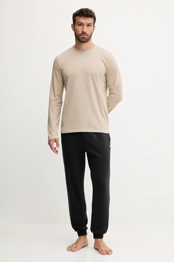 Хлопковый пижамный лонгслив Guess U5RI00.KCAM1 бежевый AW25