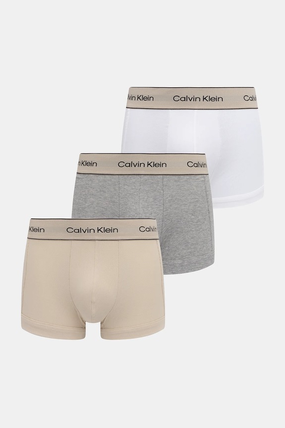 Calvin Klein Underwear boxerky pánske bavlnené s elastanom 3-pack jemný vzor béžová LV00NB4446
