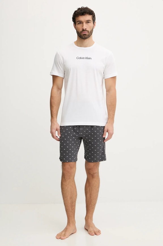 Bavlněné pyžamo Calvin Klein Underwear nášivka šedá LV00NM2960