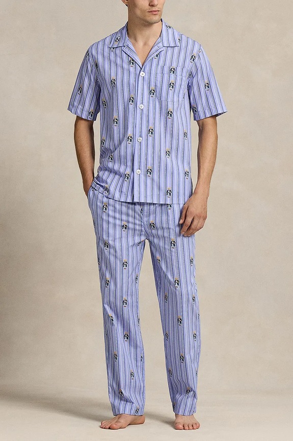 Ρούχα Βαμβακερό πουκάμισο πιτζάμα Polo Ralph Lauren 714981415 μπλε