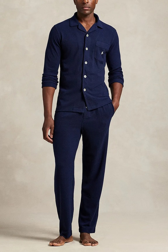 Polo Ralph Lauren pigiama in lana set blu navy 714P01952