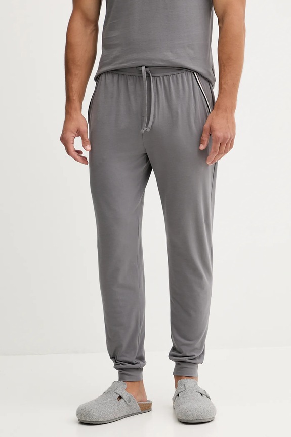 Hlače BOSS Unique Pants Cuff CW Z elastanom siva 50550485