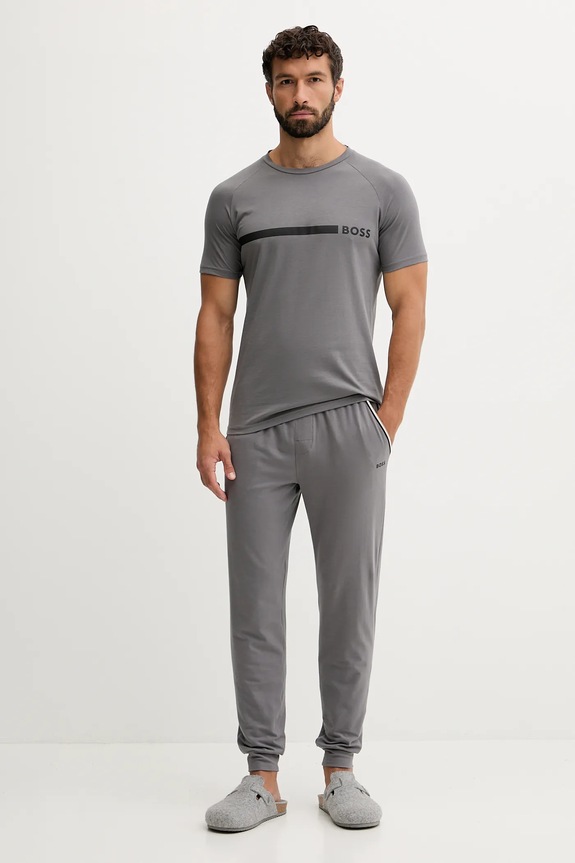 Hlače BOSS Unique Pants Cuff CW 50550485 siva SS26