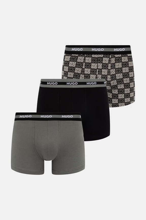 HUGO boxerky pánske s bavlnou TRUNK TR PLANET DES 3-pak zelená 50545668