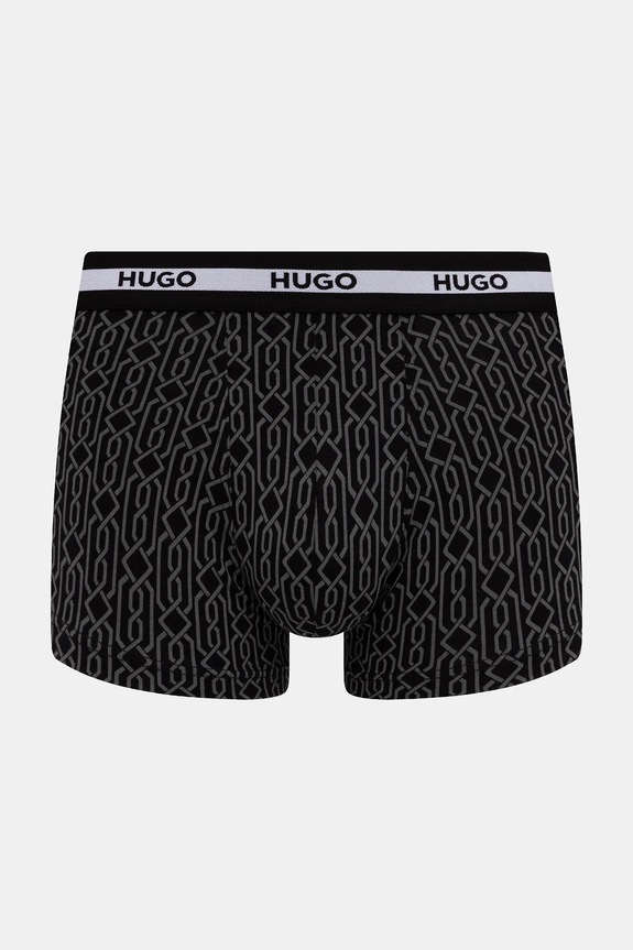 HUGO bokserki męskie z bawełną TRUNK TR PLANET DES 3-pack 50545668 czarny SS26
