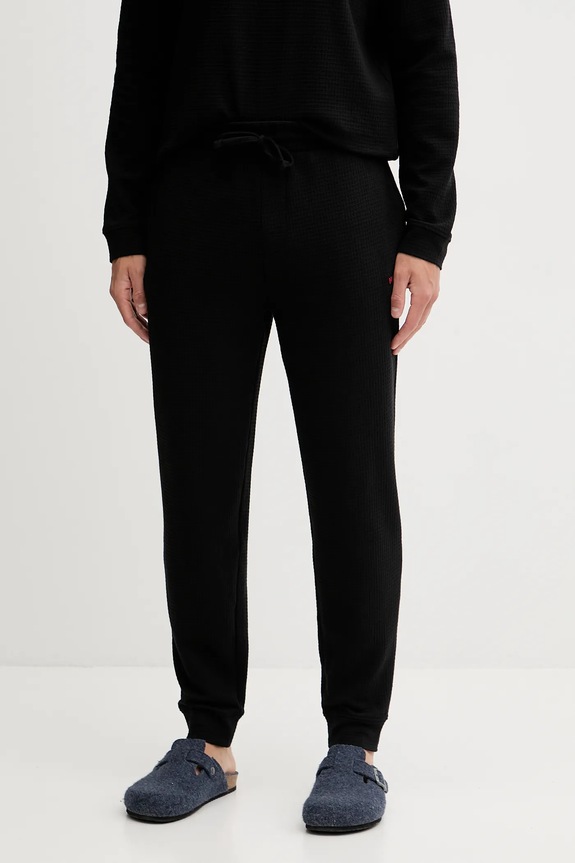 HUGO nadrág otthoni viseletre sima fekete 50532012