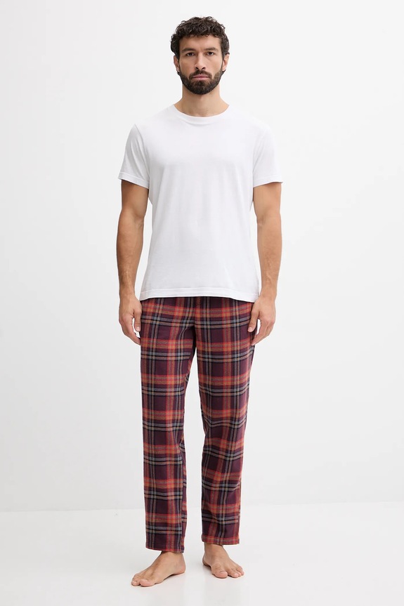 Lindbergh pantaloni pijama bumbac 30.997528 burgundia AW25