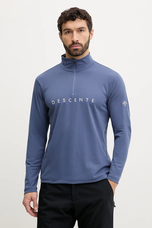 Descente longsleeve funkcyjny CHEST LOGO T-NECK sporty zimowe niebieski DW5FLT01MU