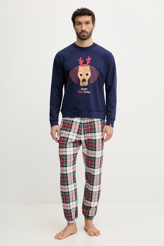 Pyžamo United Colors of Benetton potlač tmavomodrá 3DKE4P034