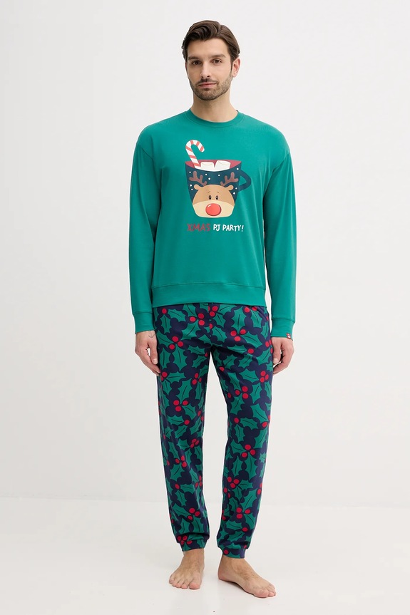 Pyžamo United Colors of Benetton potlač tyrkysová 3DKE4P034