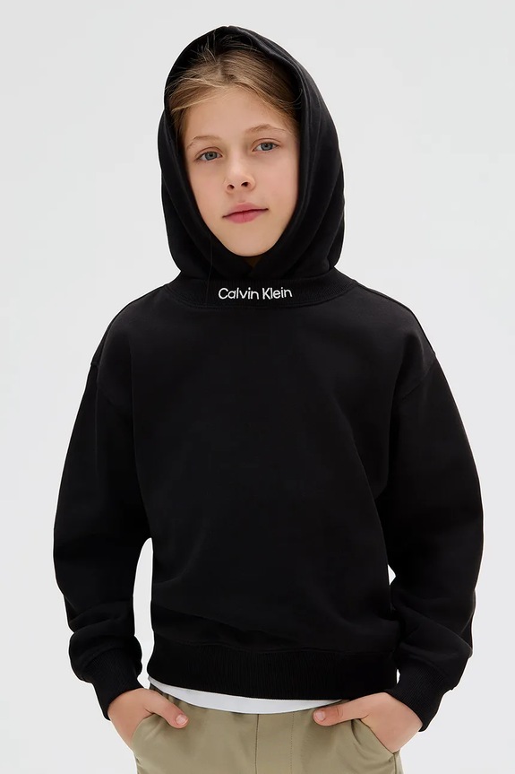 Otroški bombažen pulover Calvin Klein Jeans IB0IB02525.9BYA črna