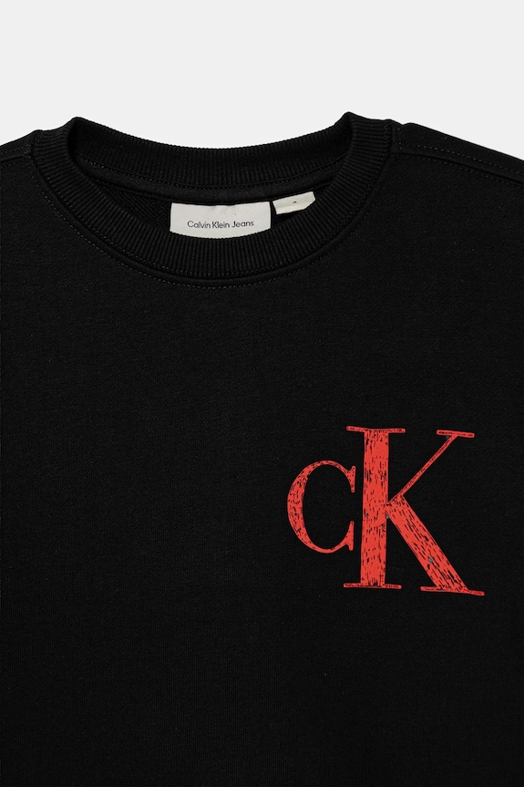 Dečki Otroški bombažen pulover Calvin Klein Jeans IB0IB02526.9BYA črna