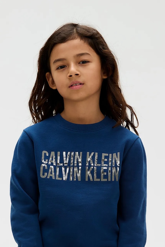 Otroški bombažen pulover Calvin Klein Jeans IB0IB02527.9BYA modra