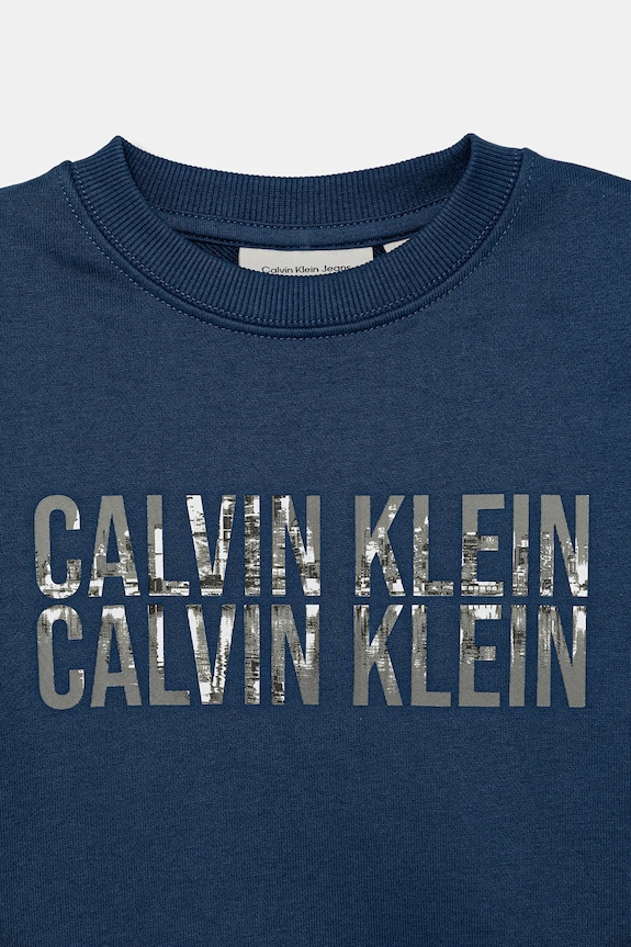 Otroški bombažen pulover Calvin Klein Jeans modra IB0IB02527.9BYA