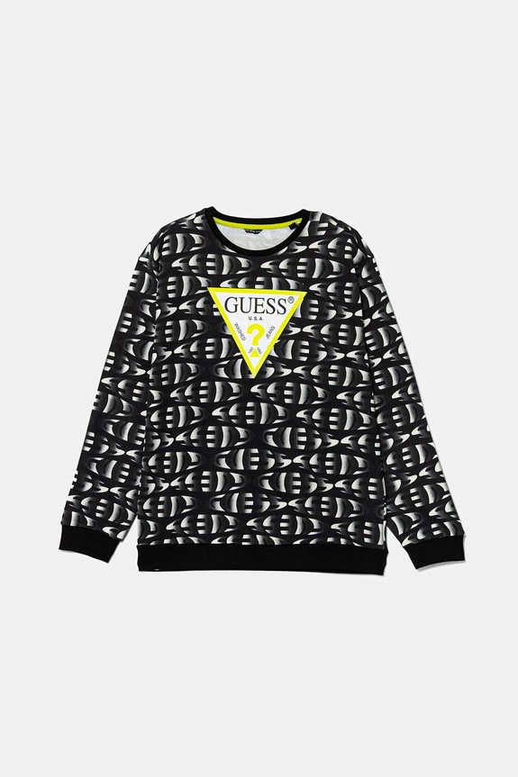 Dječja pamučna dukserica Guess Planet friendly crna L5YQ00.KA6R4.9BYA