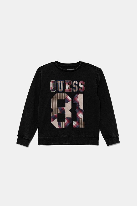 Dětská bavlněná mikina Guess bez kapuce černá L5YQ07.KA6R4.9BYA