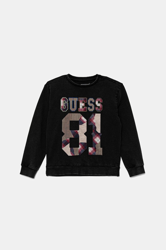 Dětská bavlněná mikina Guess bez kapuce černá L5YQ07.KA6R4.9BYA