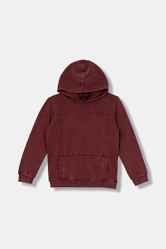 Guess hanorac de bumbac pentru copii uni burgundia L5YQ08.KAX74.9BYA