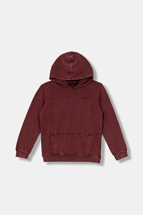Guess hanorac de bumbac pentru copii uni burgundia L5YQ08.KAX74.9BYA