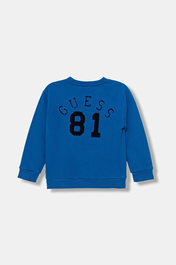 Παιδική βαμβακερή μπλούζα Guess χωρίς κουκούλα μπλε N5YQ03.KAD74.9BYA