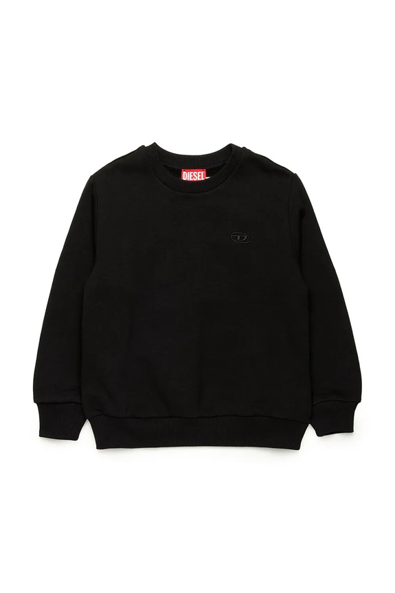 Detská bavlnená mikina Diesel SROBMEGOVALD OVER SWEAT-SHIRT J02274 čierna AW25