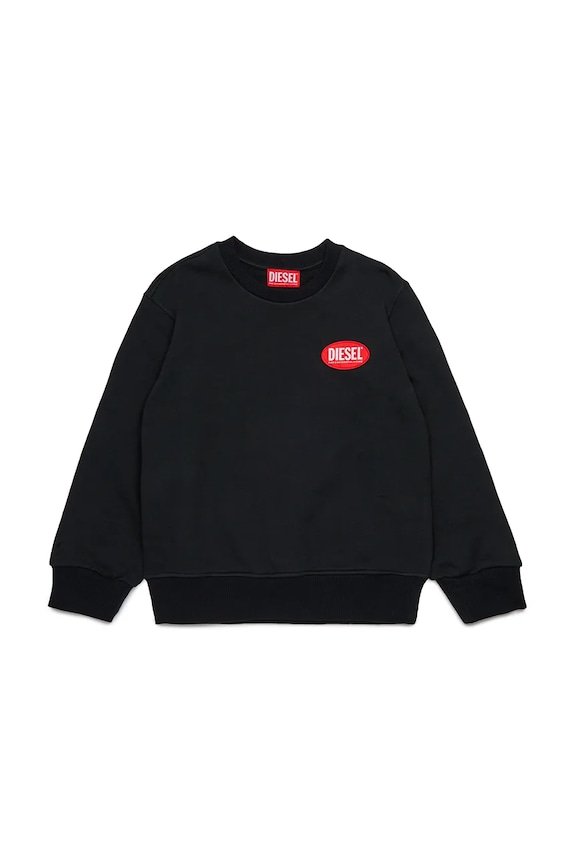 Detská bavlnená mikina Diesel SPATCH OVER SWEAT-SHIRT bavlna čierna J02482