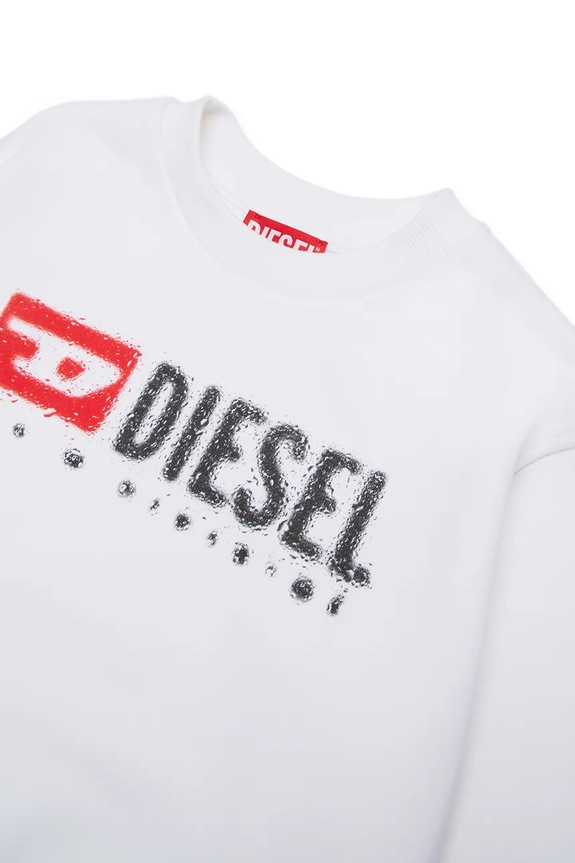 Dječaci Dječja pamučna dukserica Diesel SDROPS OVER SWEAT-SHIRT J02483 bijela