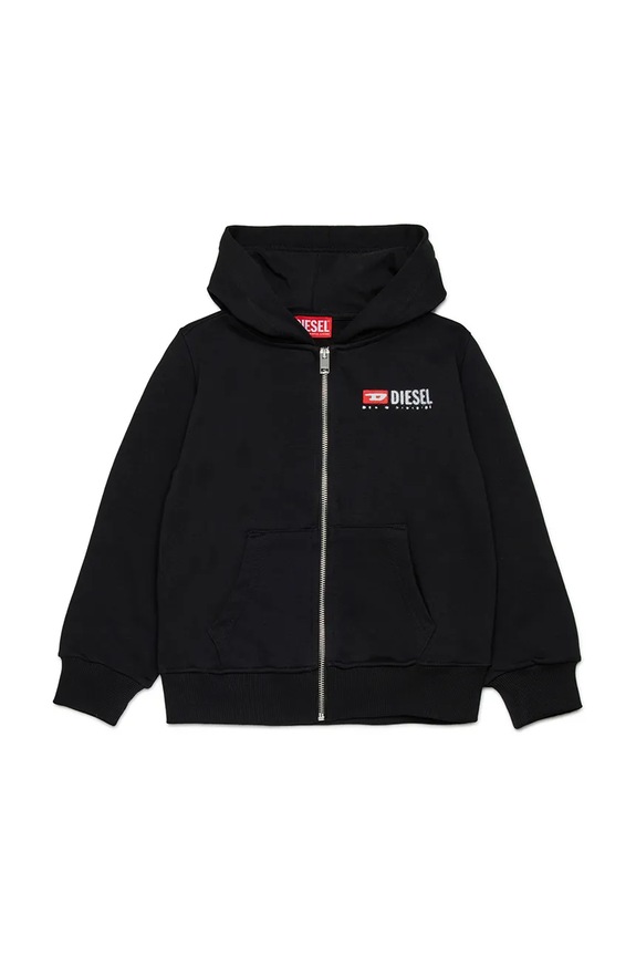 Παιδική βαμβακερή μπλούζα Diesel SDROPSHOODZ OVER SWEAT-SHIRT στάμπα μαύρο J02484
