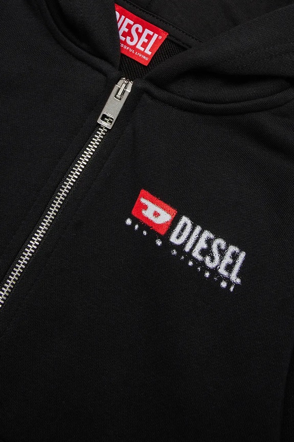 Παιδική βαμβακερή μπλούζα Diesel SDROPSHOODZ OVER SWEAT-SHIRT μαύρο J02484
