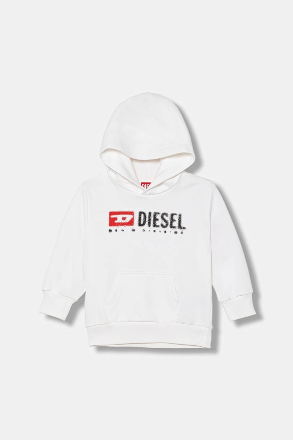Otroški pulover Diesel SDROPSHOOD OVER SWEAT-SHIRT S kapuco bela J02485