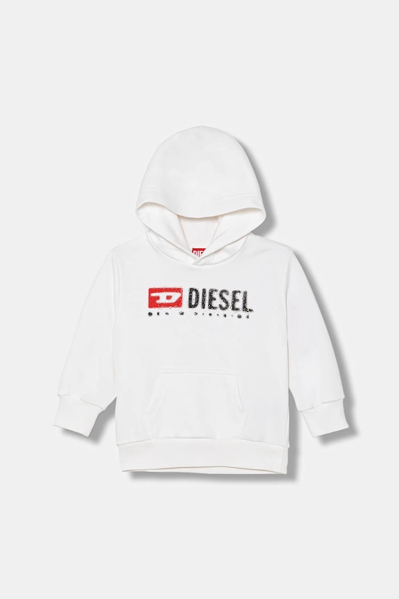 Otroški pulover Diesel SDROPSHOOD OVER SWEAT-SHIRT S kapuco bela J02485