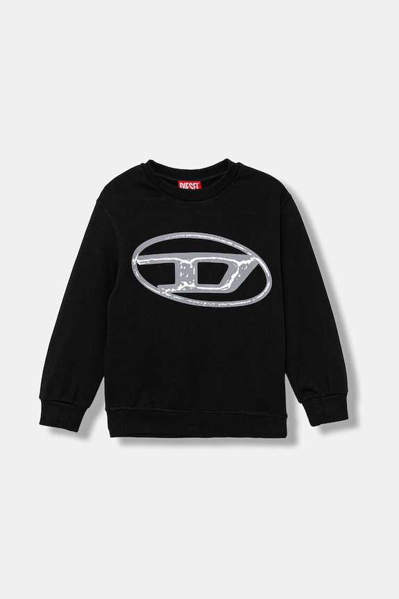 Detská bavlnená mikina Diesel SBONNIE OVER SWEAT-SHIRT bavlna čierna J02488