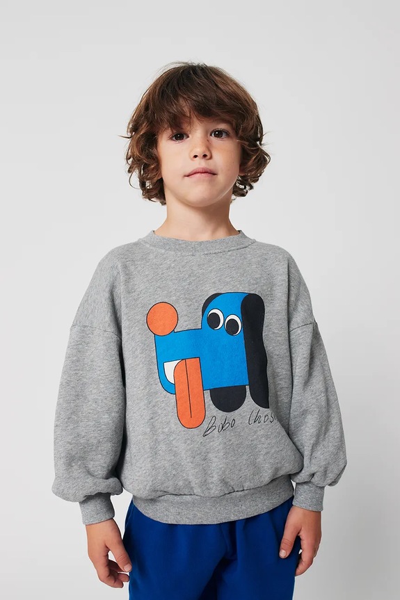 Bobo Choses bluza bawełniana dziecięca Doggy Mate szary 225AC031