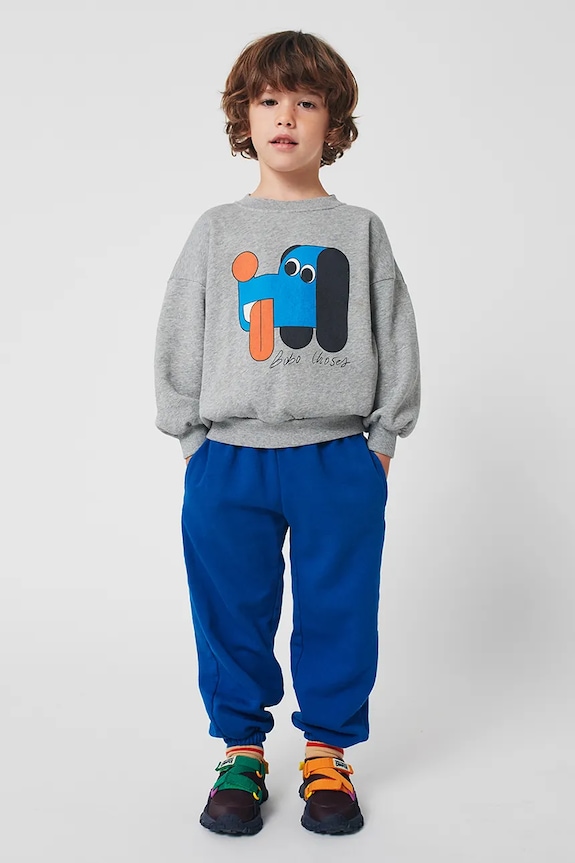 Bobo Choses bluza bawełniana dziecięca Doggy Mate 225AC031 szary