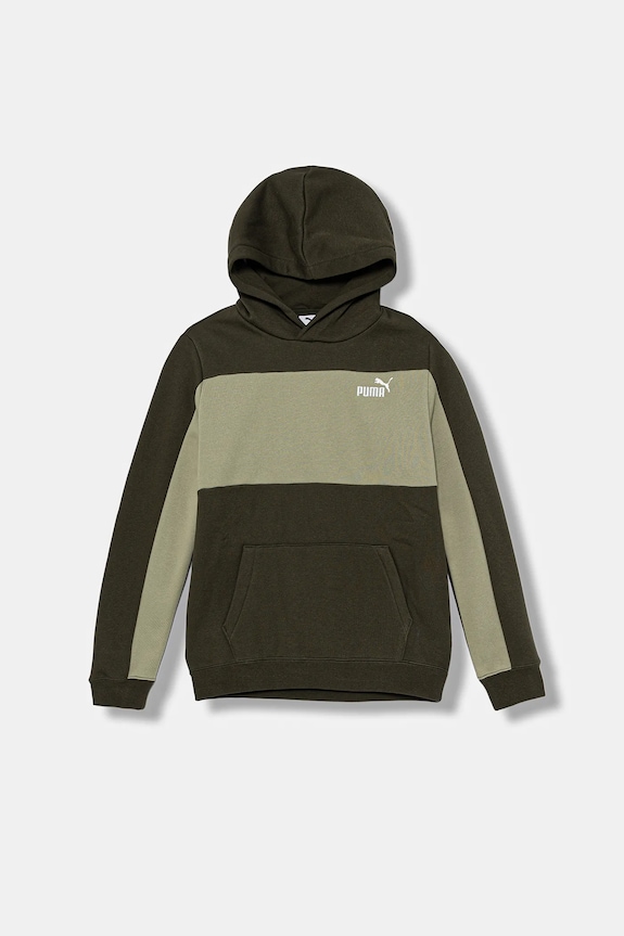 Puma bluză copii ESS BLOCK Small Logo Hoodie FL B cu modele verde 690784