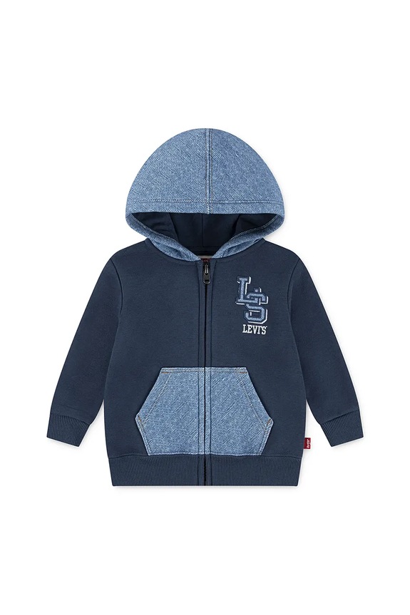 Bavlnená mikina pre bábätká Levi's KNIT DENIM ZIP UP bavlna tmavomodrá 6EN725