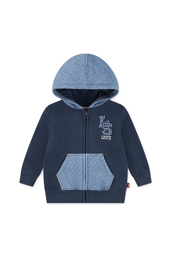 Bavlnená mikina pre bábätká Levi's KNIT DENIM ZIP UP bavlna tmavomodrá 6EN725