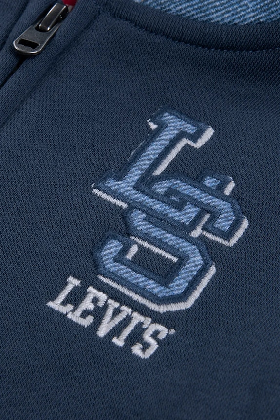 Chlapec Bavlnená mikina pre bábätká Levi's KNIT DENIM ZIP UP 6EN725 tmavomodrá
