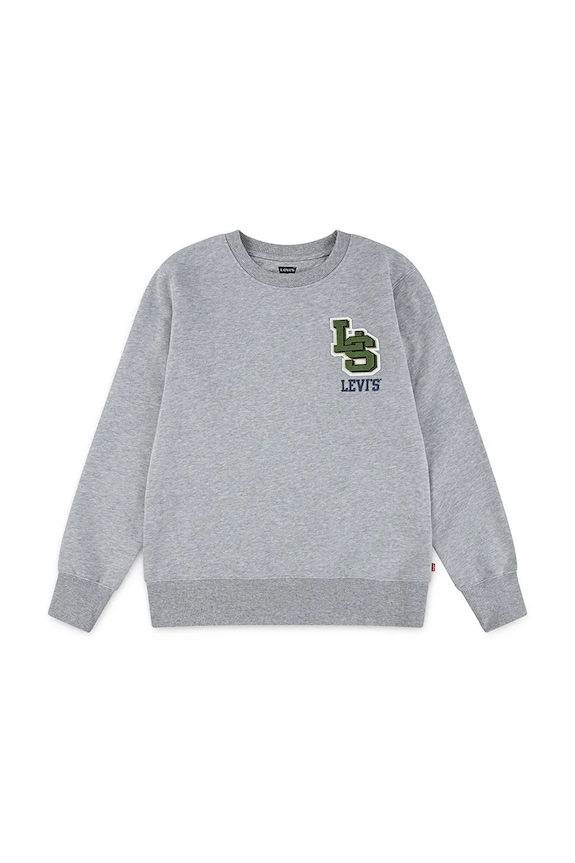 Levi's bluza dziecięca STREAMLINE MONOGRAM CREWNE aplikacja szary 8EP034