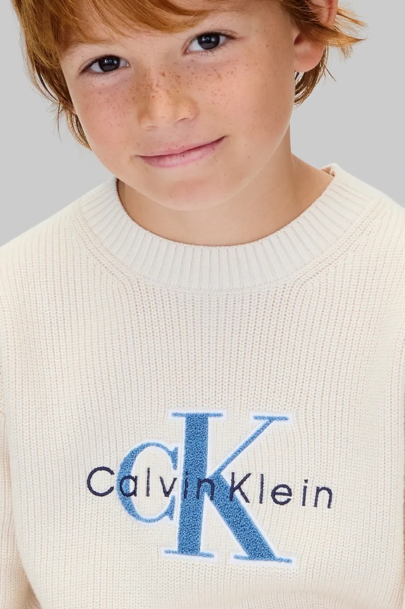 Αγορίστικα Παιδικό βαμβακερό πουλόβερ Calvin Klein Jeans IB0IB02598.9BYA μπεζ