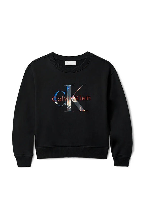 Παιδική βαμβακερή μπλούζα Calvin Klein Jeans IB0IB02562.9BYA μαύρο AW25