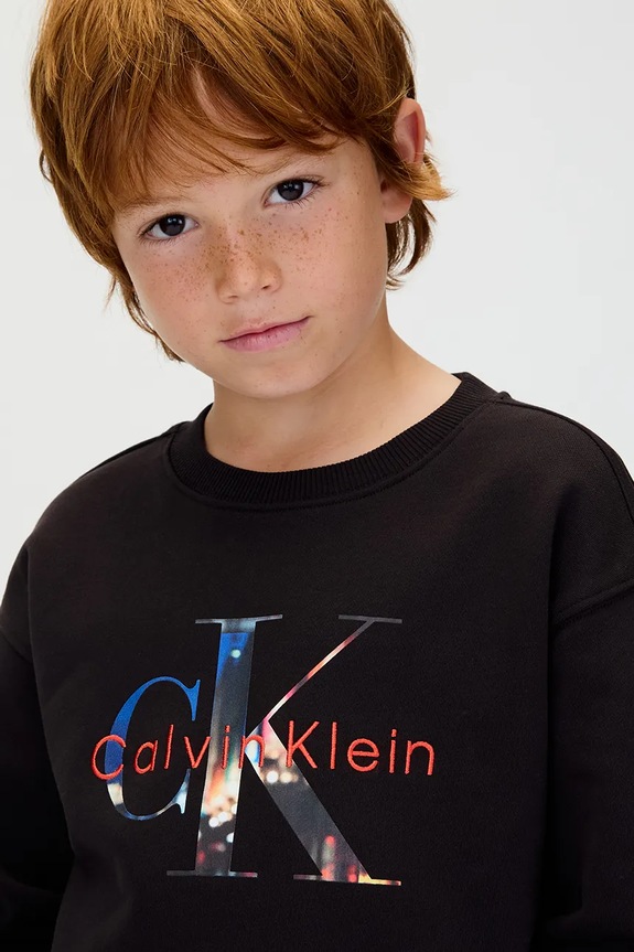 Αγορίστικα Παιδική βαμβακερή μπλούζα Calvin Klein Jeans IB0IB02562.9BYA μαύρο