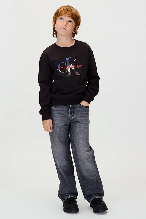 Παιδική βαμβακερή μπλούζα Calvin Klein Jeans μαύρο IB0IB02562.9BYA