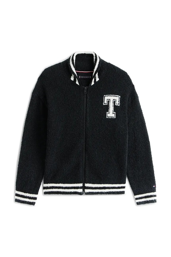 Tommy Hilfiger felpa da bambino in misto lana KB0KB09975.9BYA nero AW25