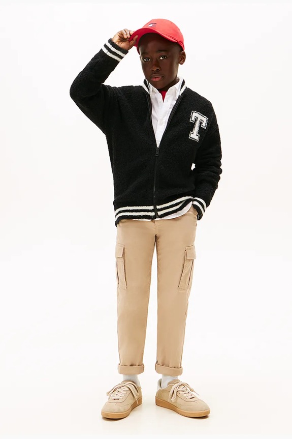 Tommy Hilfiger felpa da bambino in misto lana nero KB0KB09975.9BYA